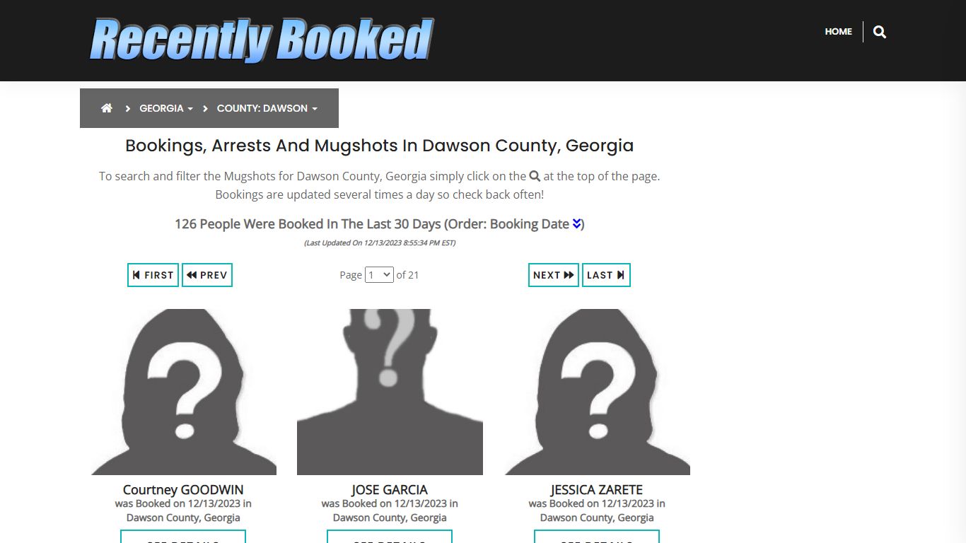 Recent bookings, Arrests, Mugshots in Dawson County, Georgia