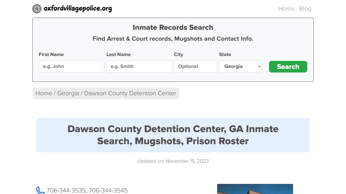 Dawson County Detention Center, GA Inmate Search, Mugshots, Prison ...